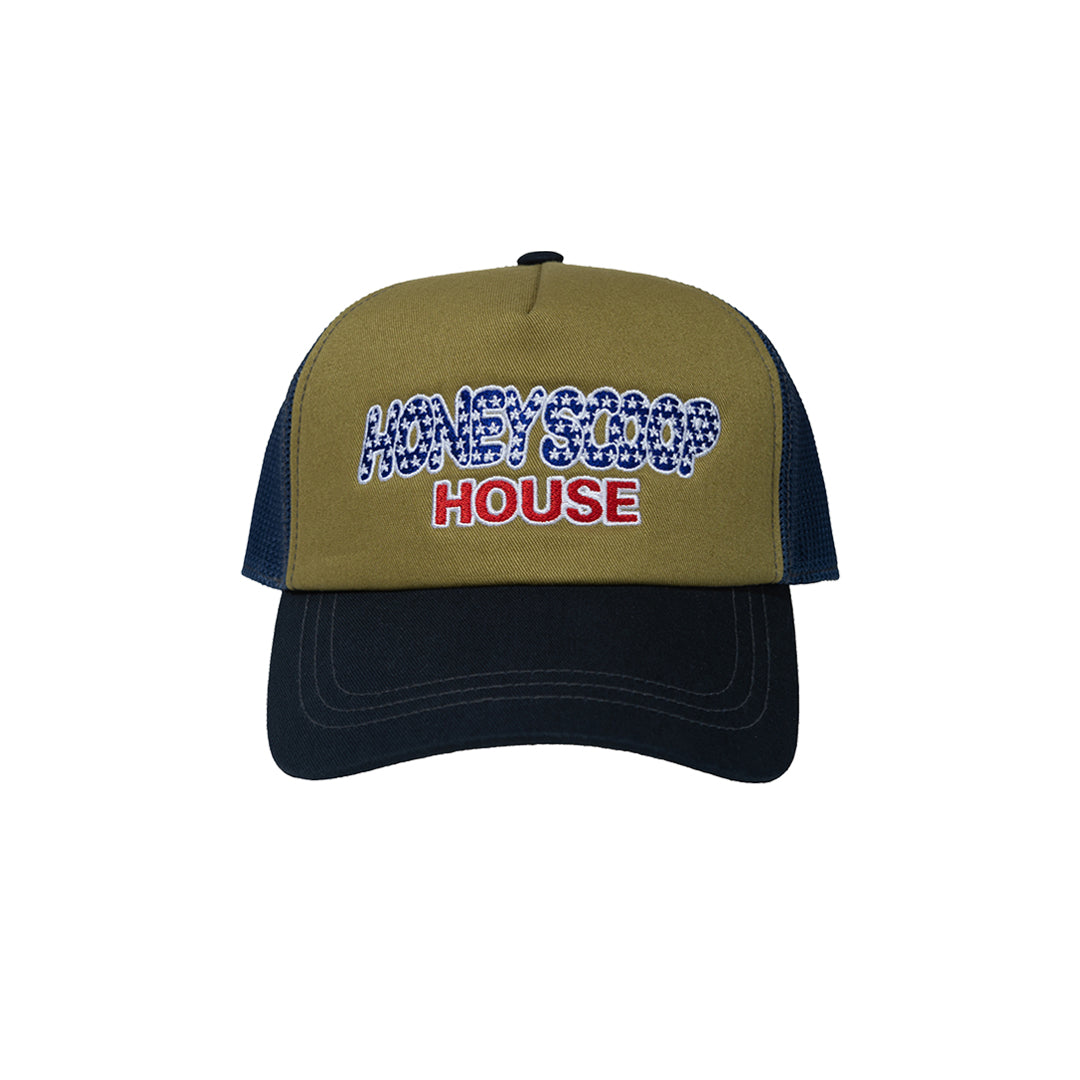 FLAG LOGO TRUCKER CAP OLIVE