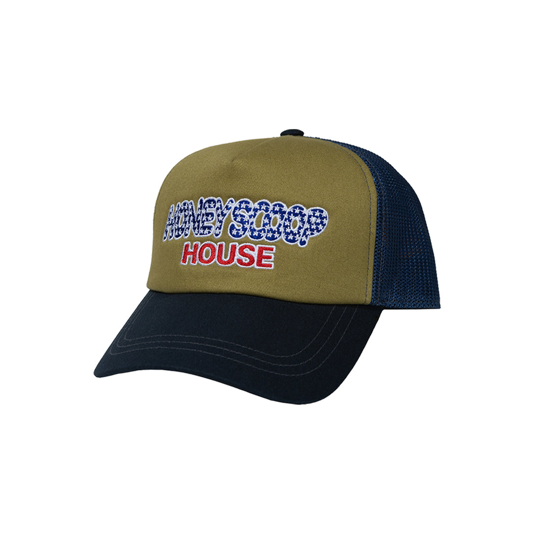 FLAG LOGO TRUCKER CAP OLIVE