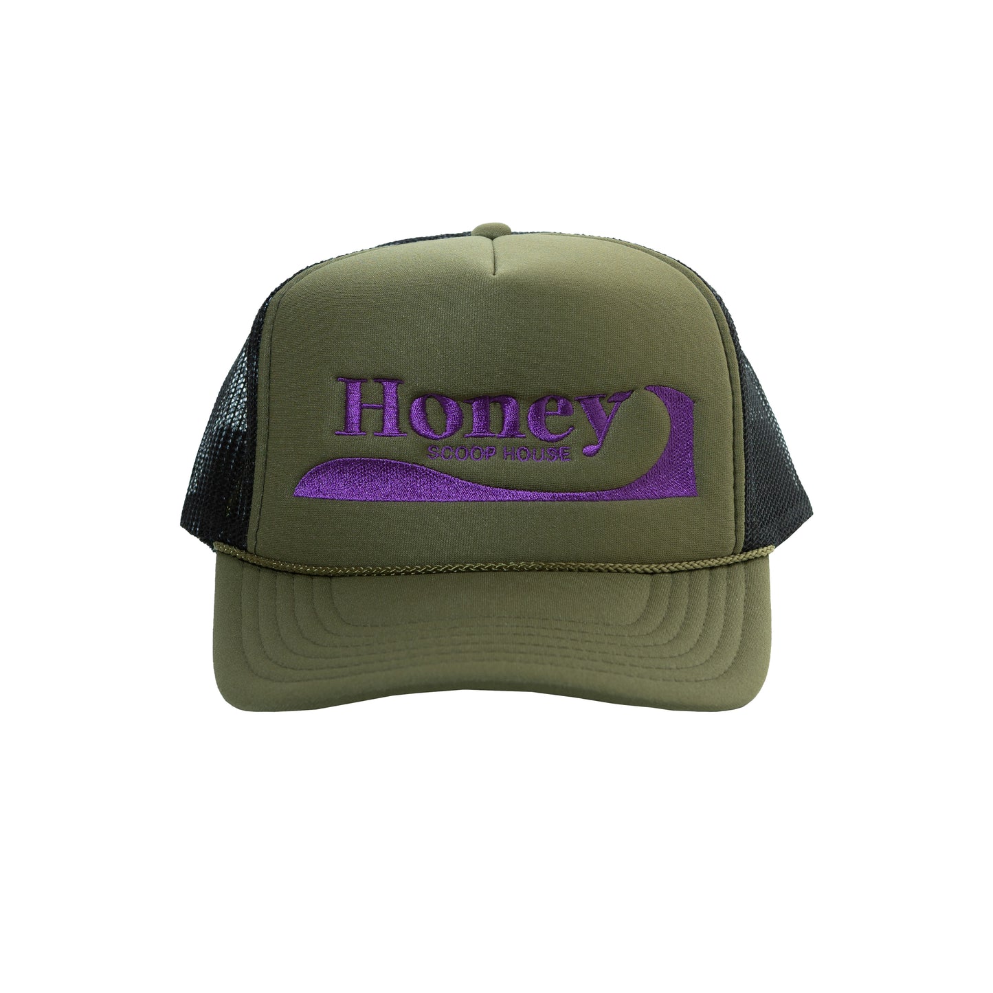 H.WAVE LOGO MESH TRUCKER CAP OLIVE