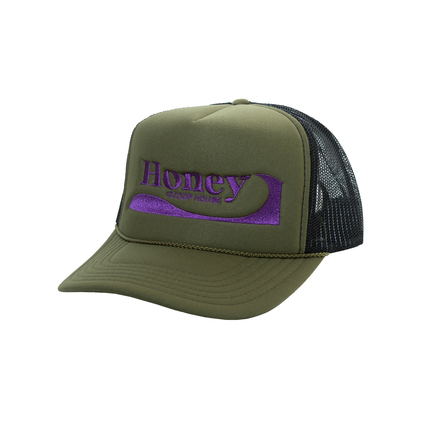 H.WAVE LOGO MESH TRUCKER CAP OLIVE