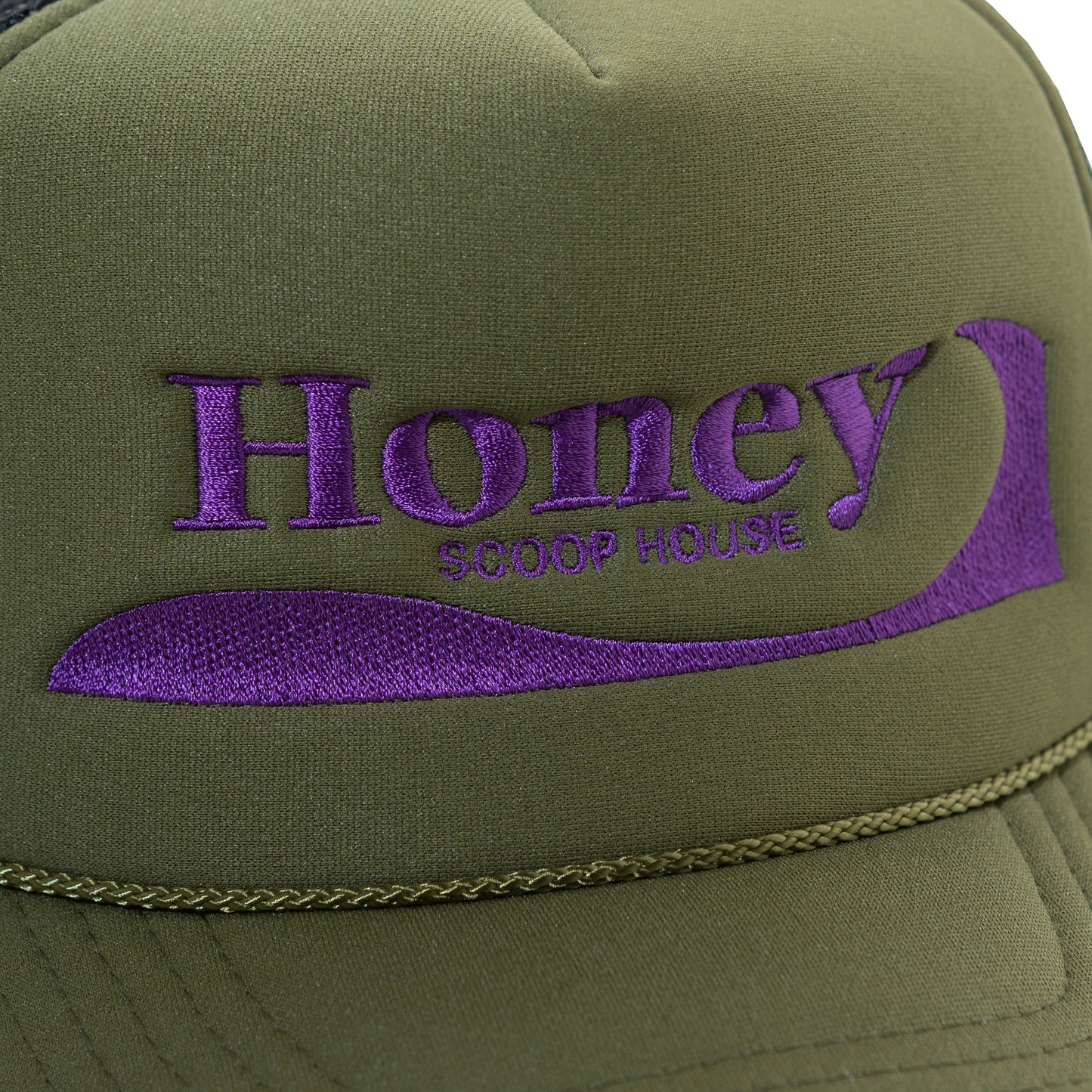 H.WAVE LOGO MESH TRUCKER CAP OLIVE