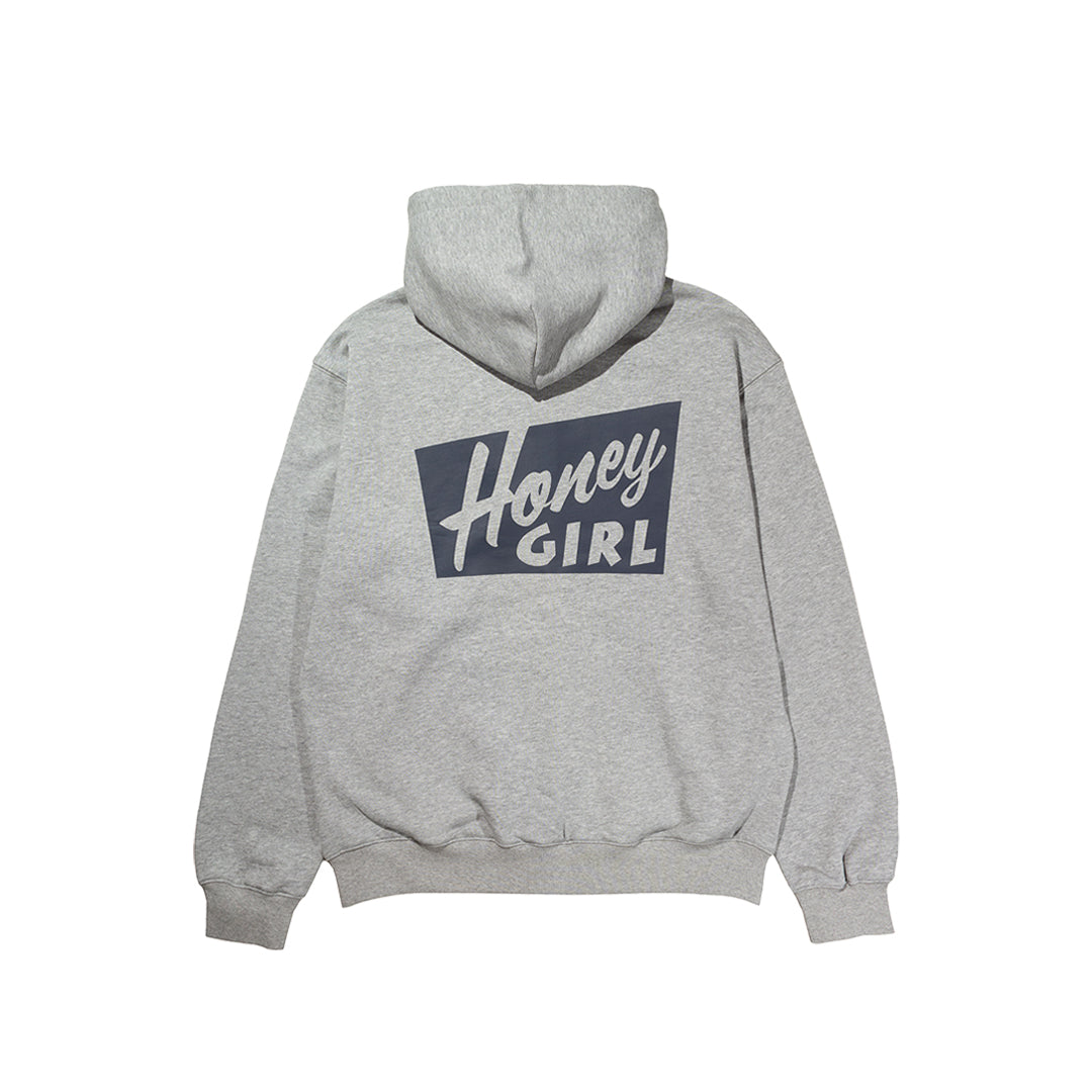 HONEY GIRL ZIP UP HOODED SWEATSHIRT GREY