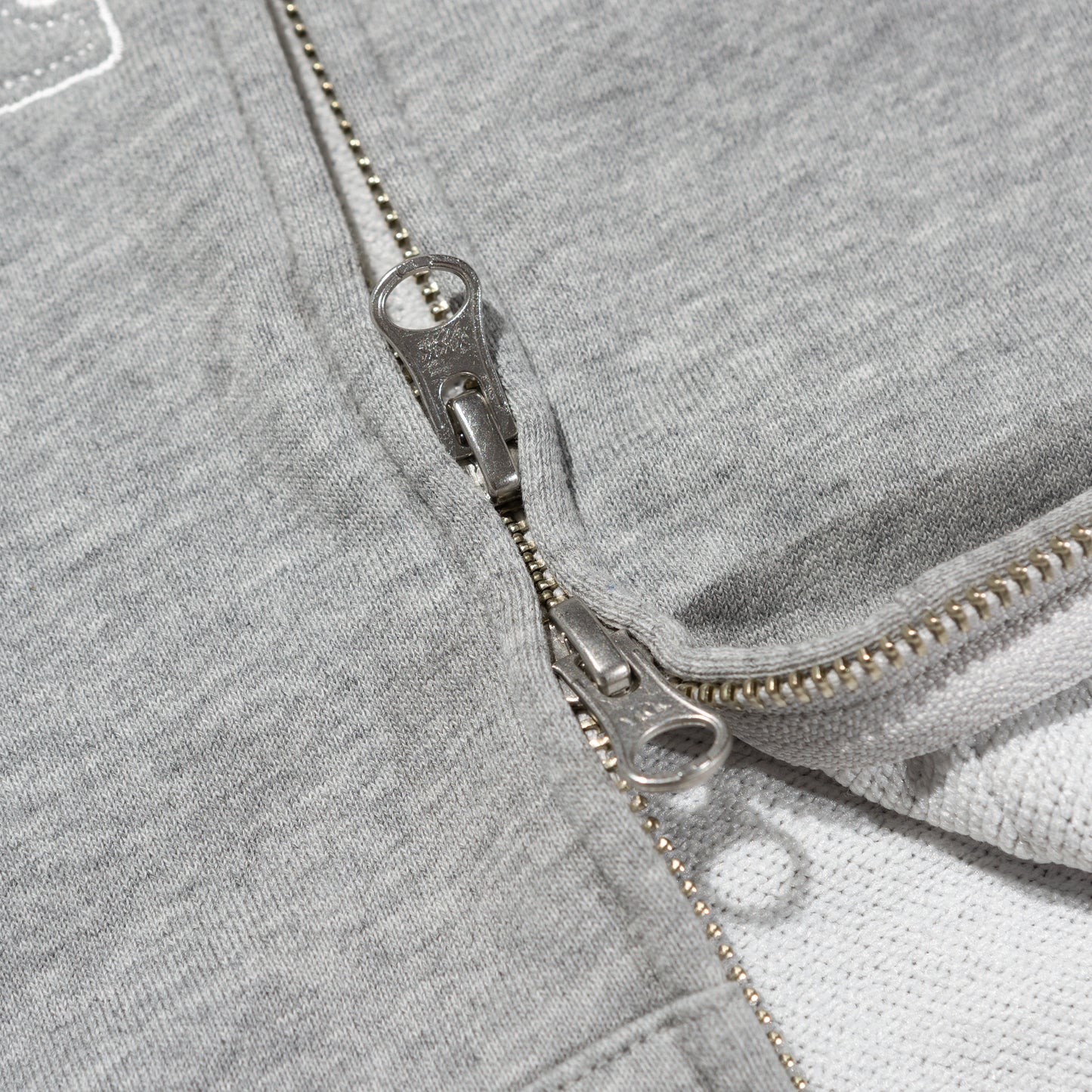 HONEY STITCH ZIP UP HOODED SWEATSHIRT GREY