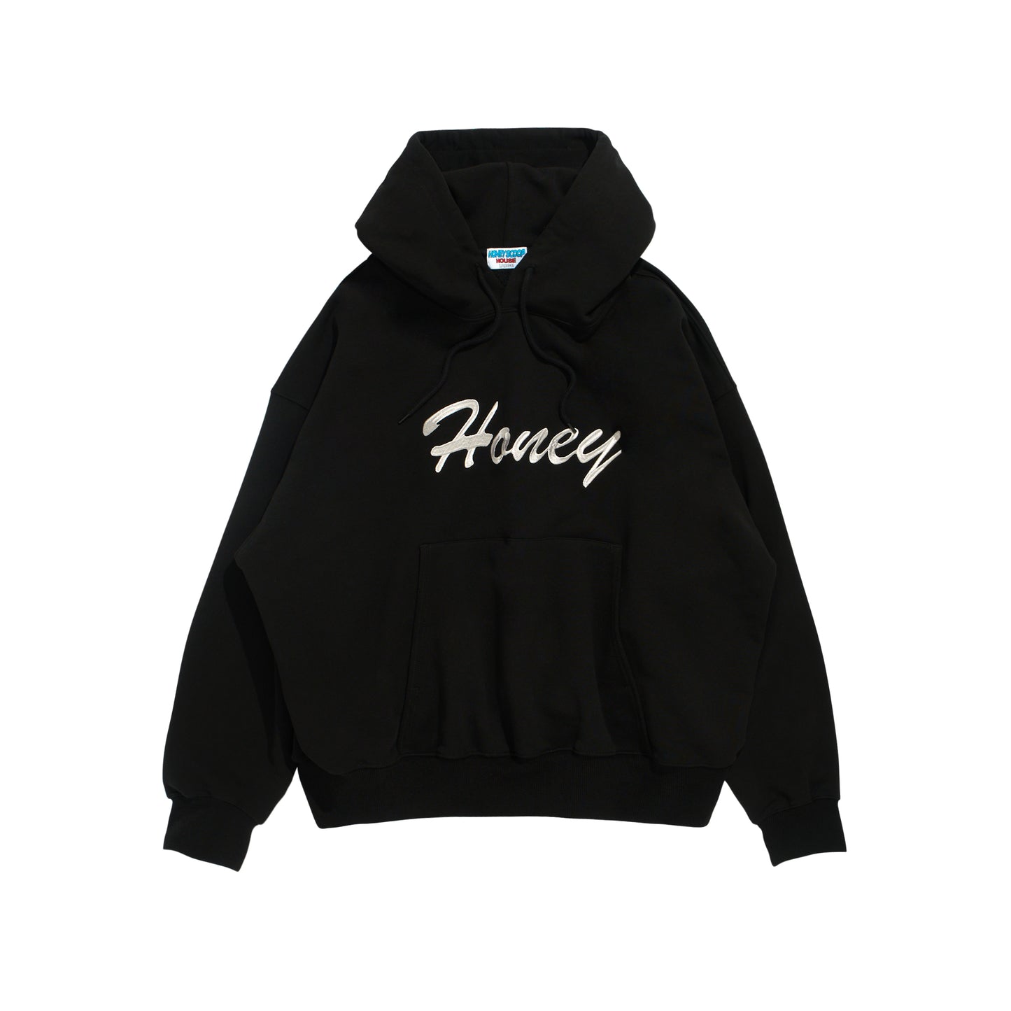 HONEY EMB HOODED SWEATSHIRT BLACK