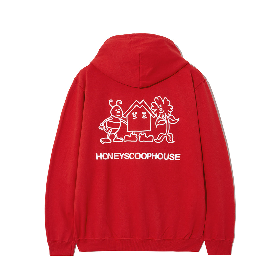 BHF LOGO ZIP UP HOODED SWEATSHIRT RED