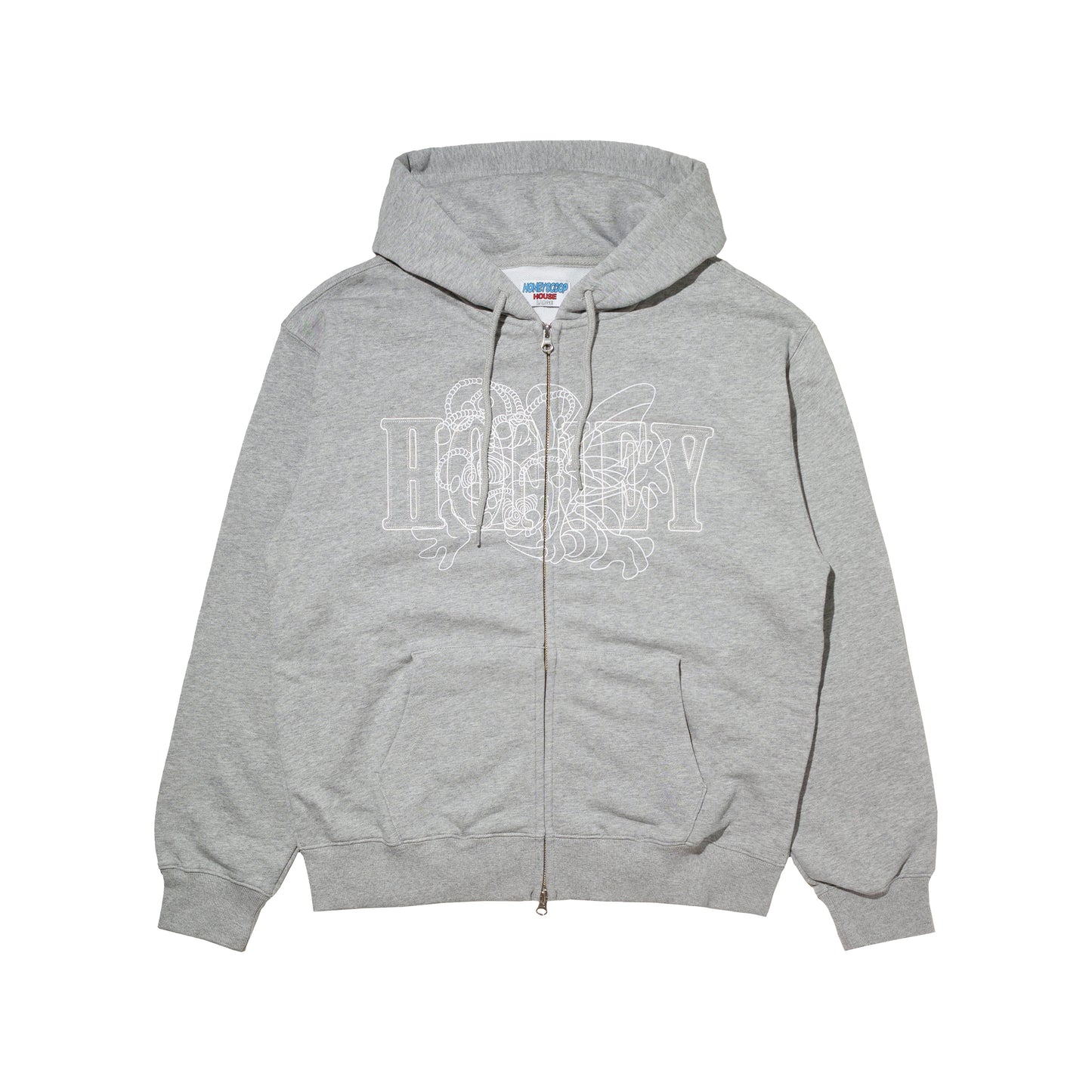 3BEES  ZIP UP HOODED SWEATSHIRT GREY