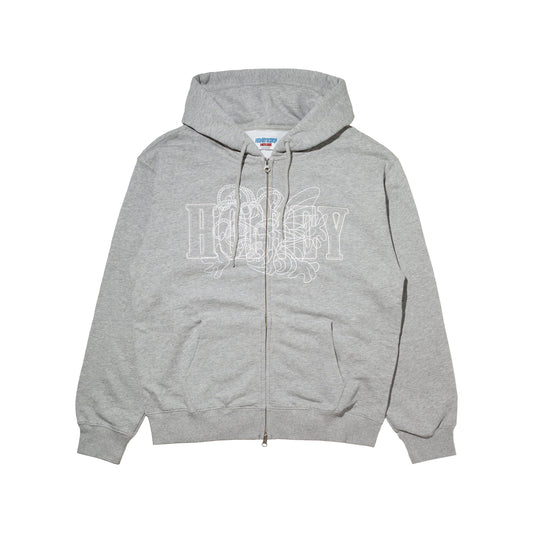 3BEES  ZIP UP HOODED SWEATSHIRT GREY