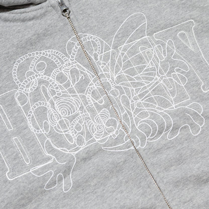 3BEES  ZIP UP HOODED SWEATSHIRT GREY