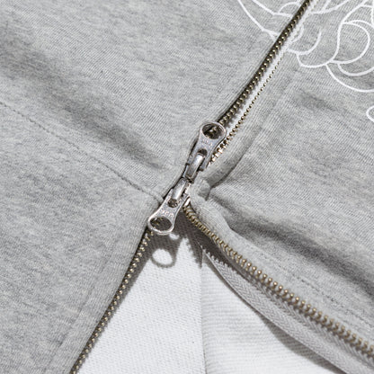 3BEES  ZIP UP HOODED SWEATSHIRT GREY