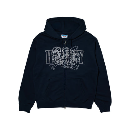 3BEES  ZIP UP HOODED SWEATSHIRT NAVY