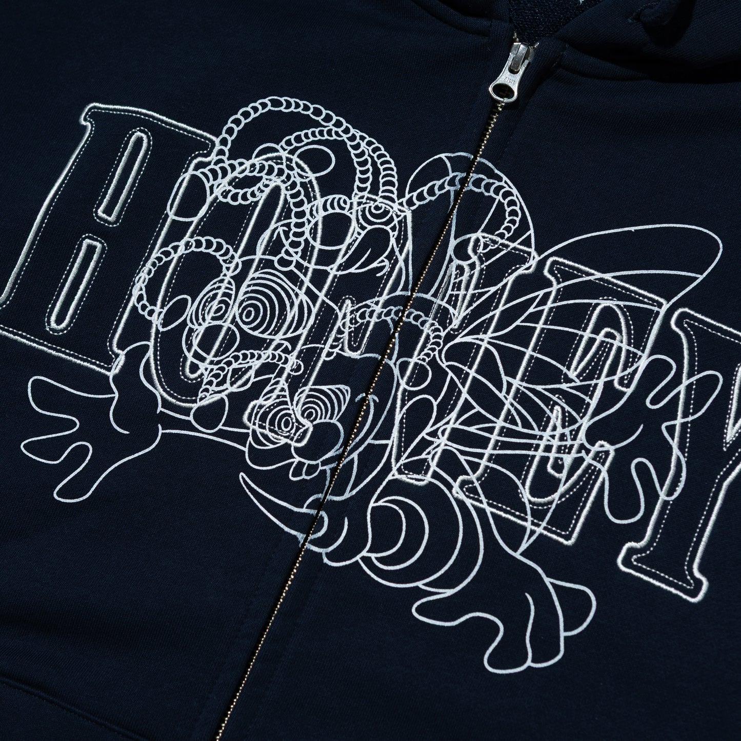 3BEES  ZIP UP HOODED SWEATSHIRT NAVY