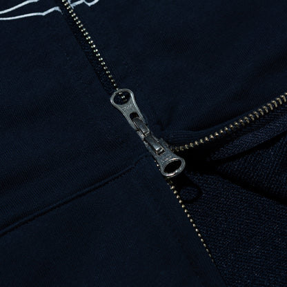 3BEES  ZIP UP HOODED SWEATSHIRT NAVY