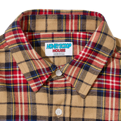 OE LOGO CHECK LS SHIRT BEIGE