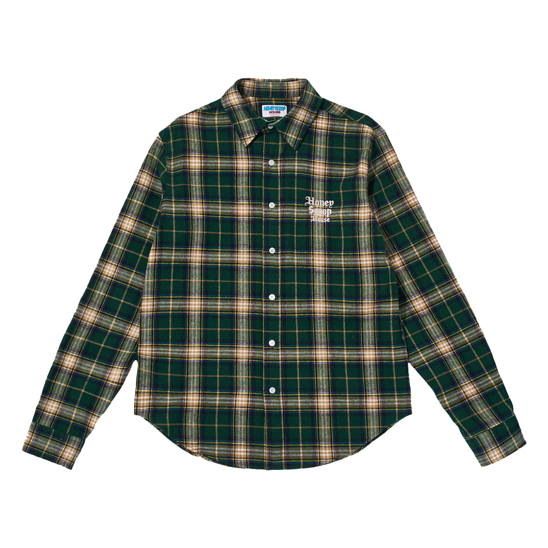 OE LOGO CHECK LS SHIRT GREEN