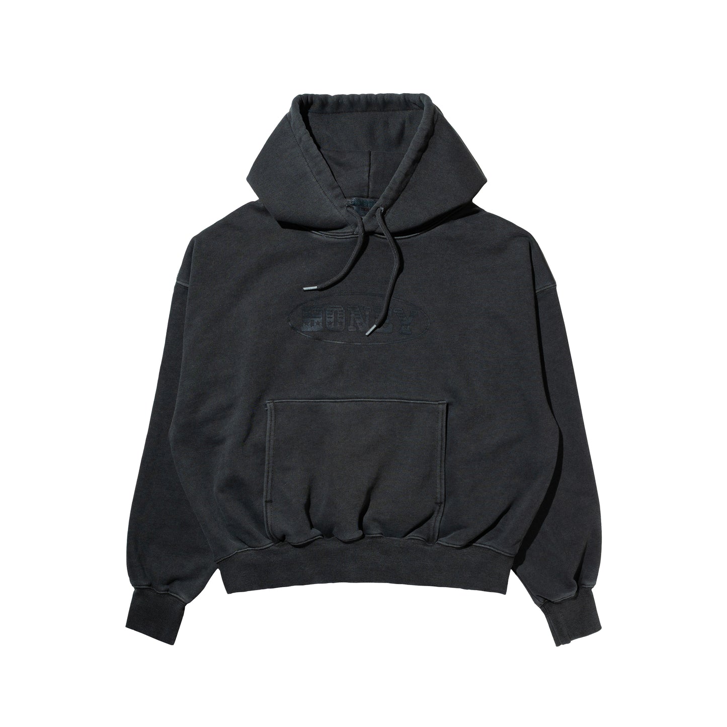 C-BOY LOGO OVERDYED CROP HOODED SWEATSHIRT CHARCOAL