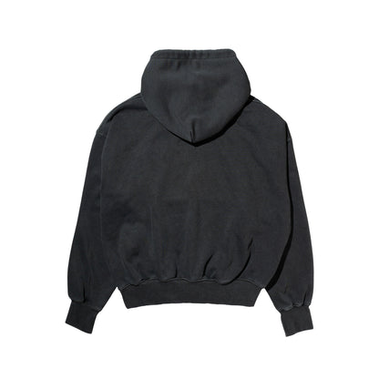 C-BOY LOGO OVERDYED CROP HOODED SWEATSHIRT CHARCOAL