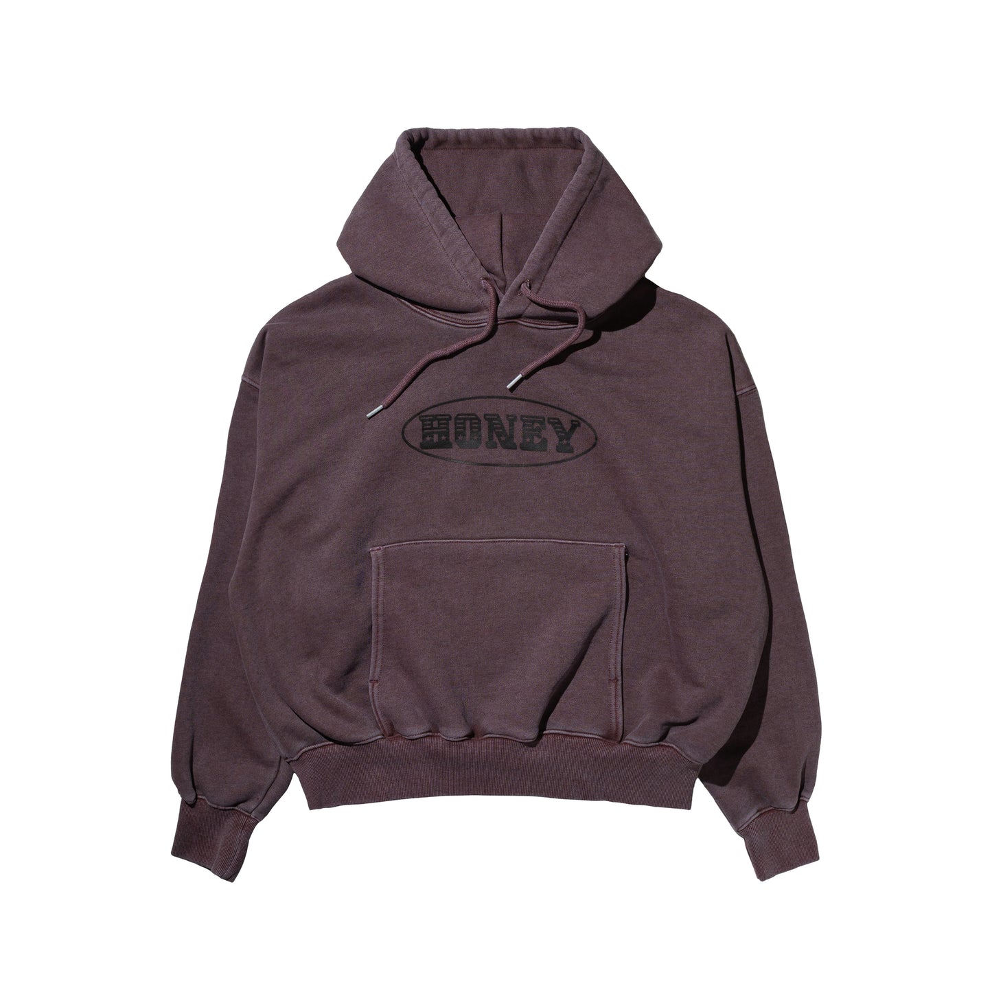 C-BOY LOGO OVERDYED CROP HOODED SWEATSHIRT WINE