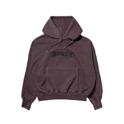 C-BOY LOGO OVERDYED CROP HOODED SWEATSHIRT WINE
