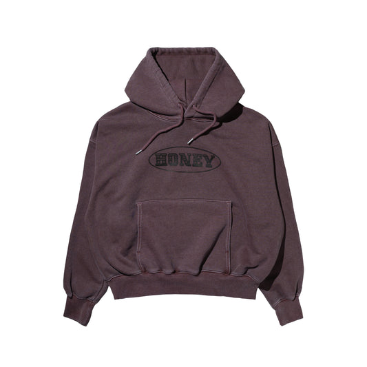 C-BOY LOGO OVERDYED CROP HOODED SWEATSHIRT WINE