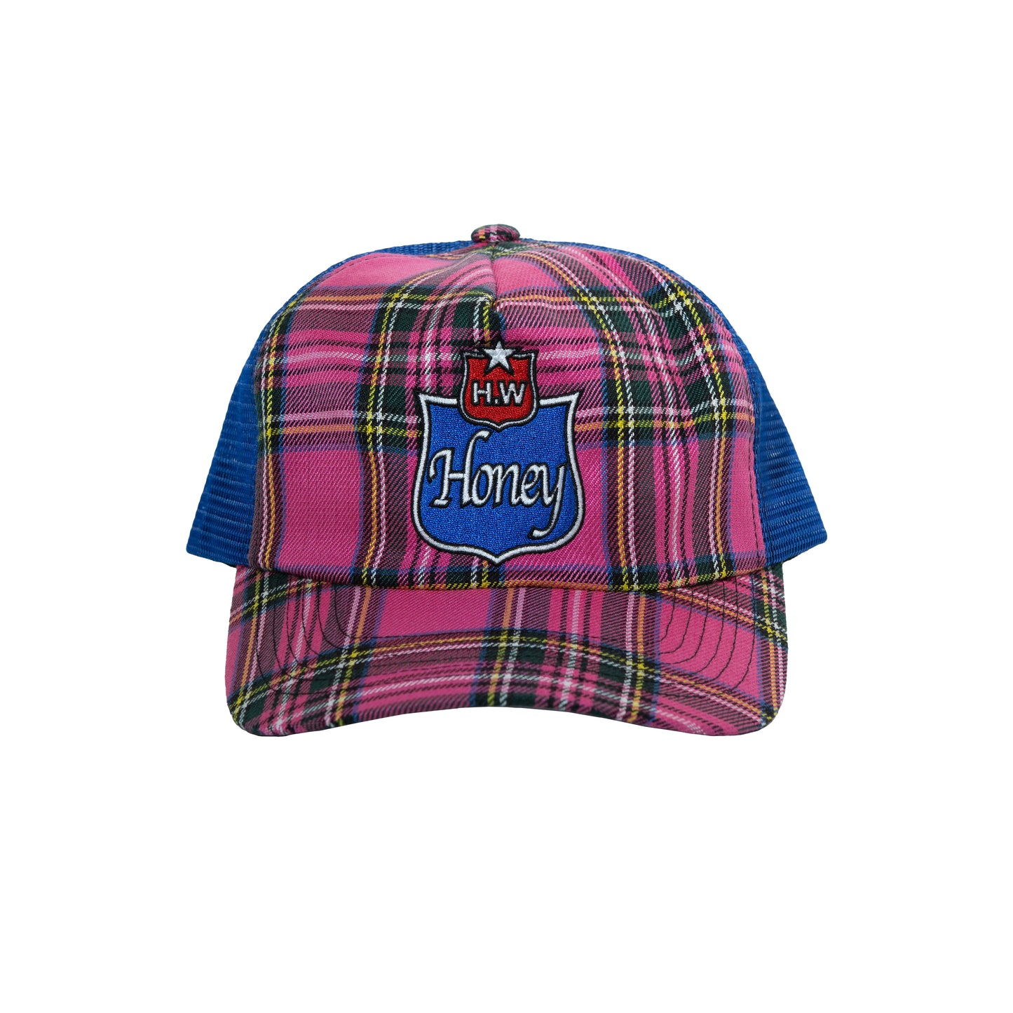 EMBLEM CHECK MESH CAP PINK