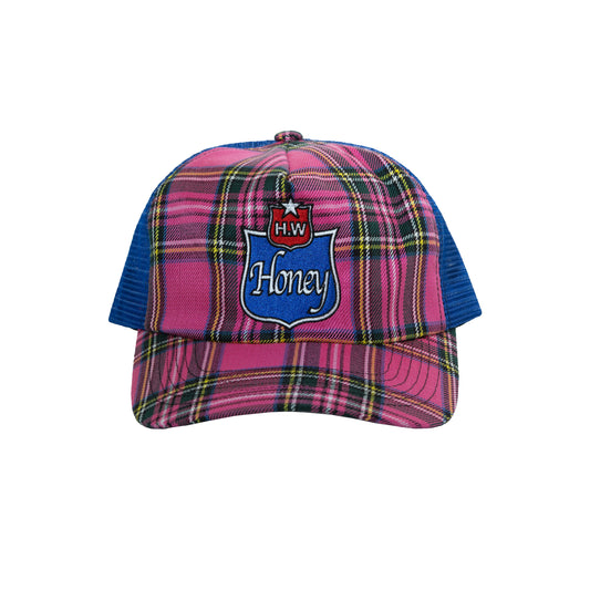 EMBLEM CHECK MESH CAP PINK