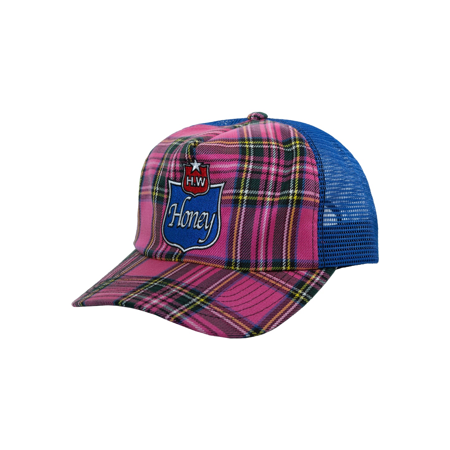EMBLEM CHECK MESH CAP PINK