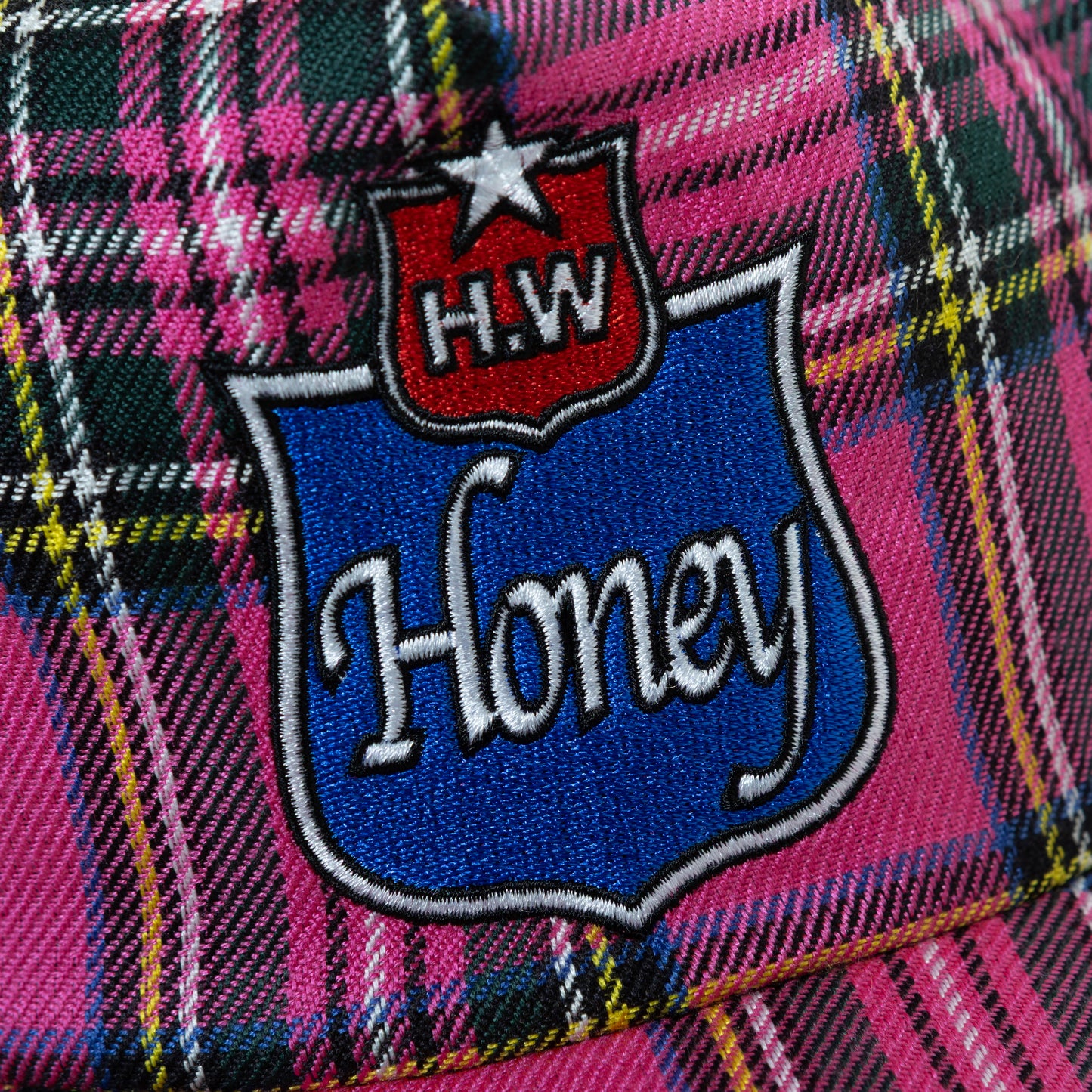 EMBLEM CHECK MESH CAP PINK