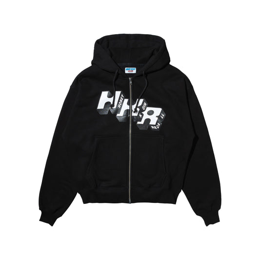 HKR LOGO ZIP UP HOODED SWEATSHIRT BLACK