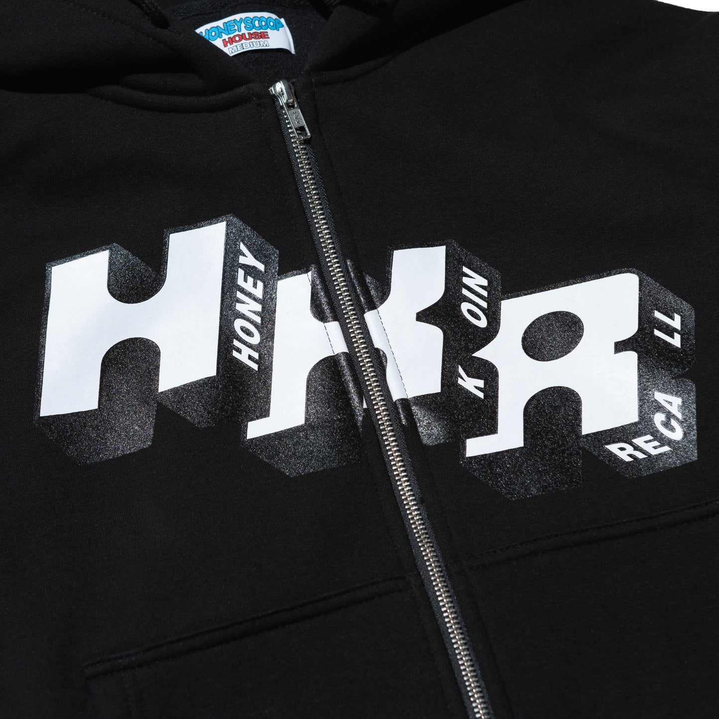 HKR LOGO ZIP UP HOODED SWEATSHIRT BLACK