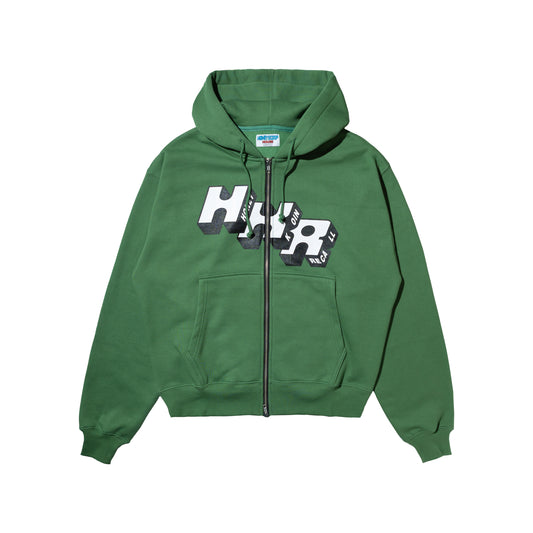 HKR LOGO ZIP UP HOODED SWEATSHIRT GREEN
