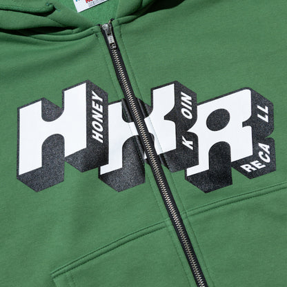 HKR LOGO ZIP UP HOODED SWEATSHIRT GREEN