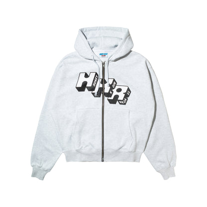 HKR LOGO ZIP UP HOODED SWEATSHIRT GREY