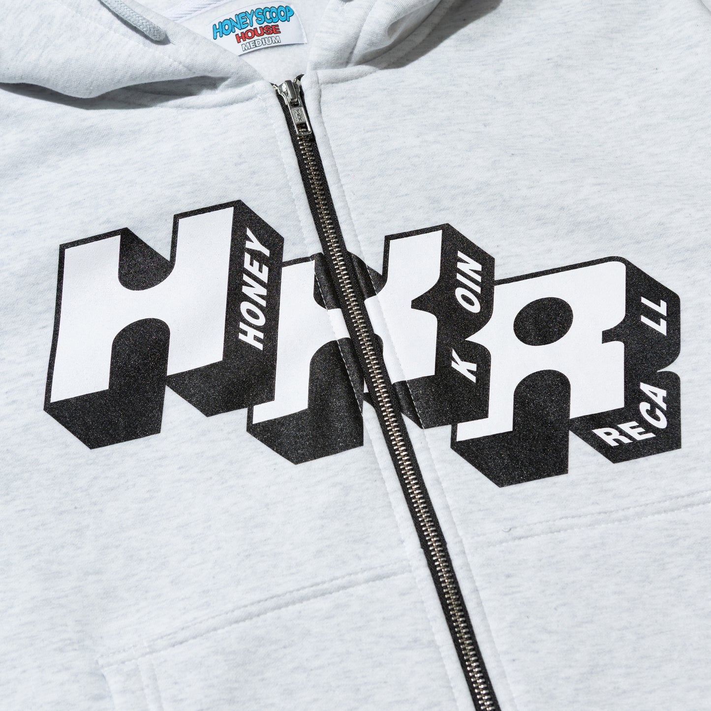 HKR LOGO ZIP UP HOODED SWEATSHIRT GREY