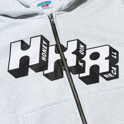HKR LOGO ZIP UP HOODED SWEATSHIRT GREY