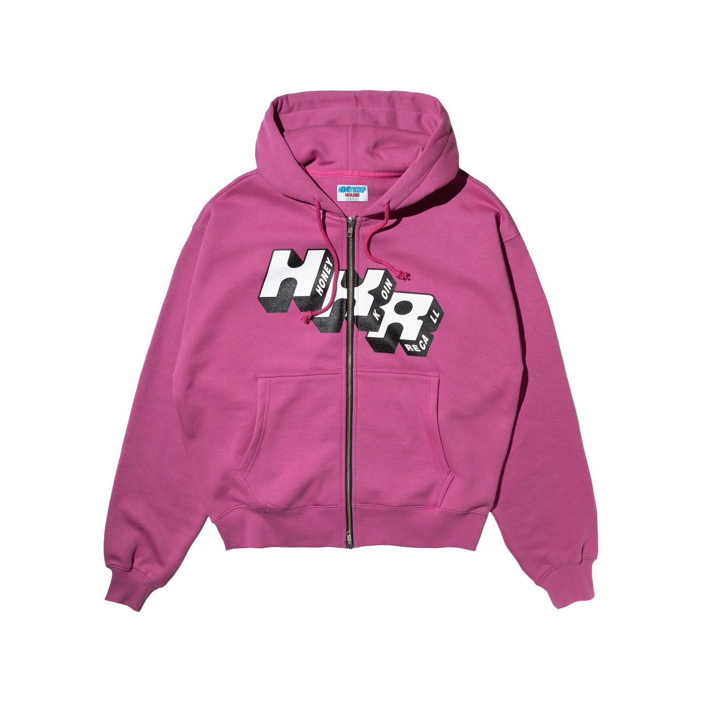 HKR LOGO ZIP UP HOODED SWEATSHIRT PINK