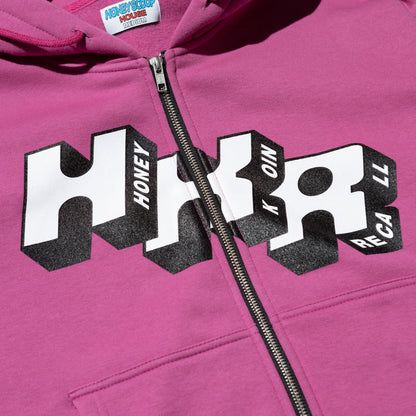 HKR LOGO ZIP UP HOODED SWEATSHIRT PINK