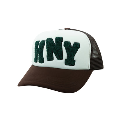 HNY LOGO TRUCKER CAP BROWN