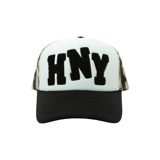 HNY LOGO TRUCKER CAP CAMO