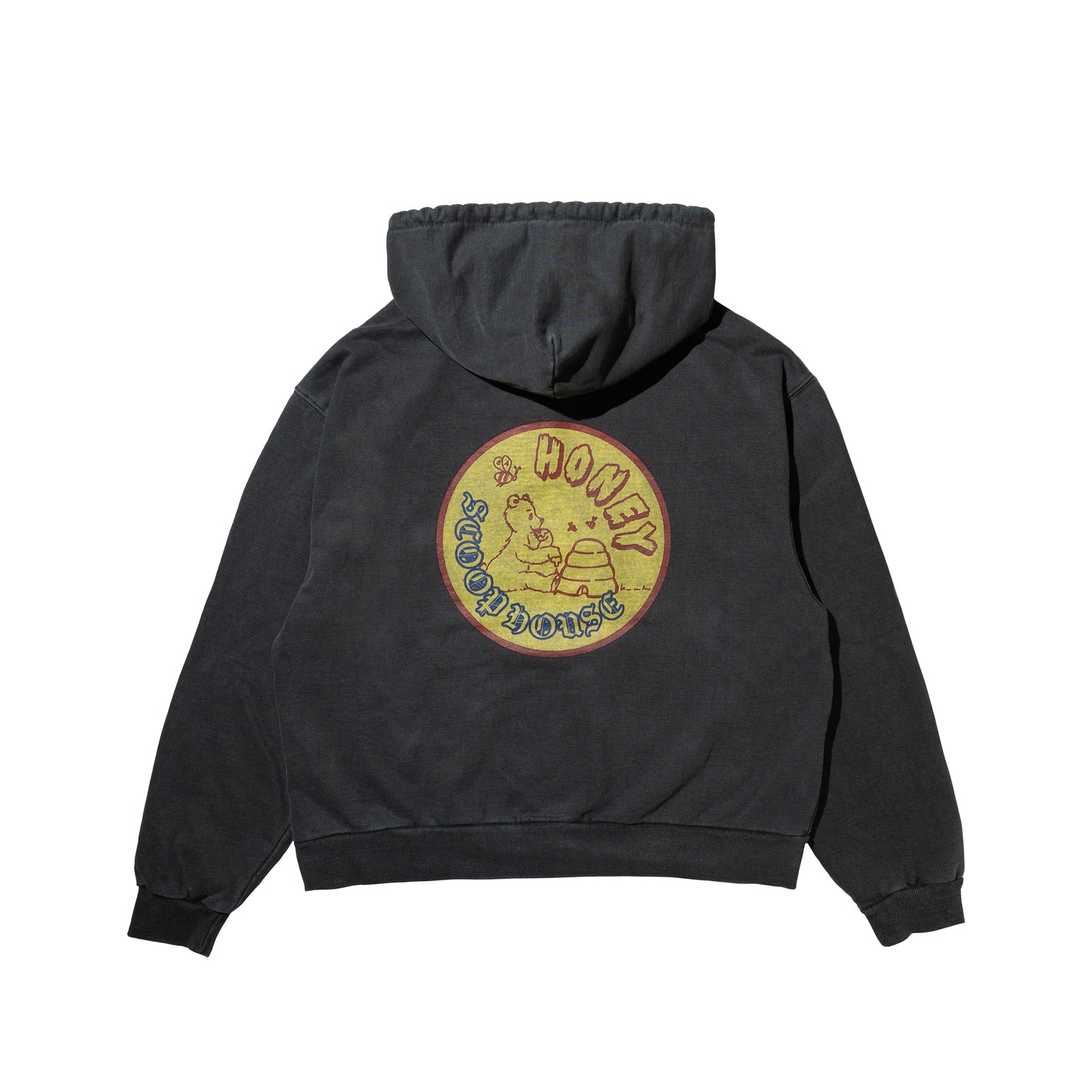 HONEY BEAR OVERDYED HOODED SWEATSHIRT CHARCOAL