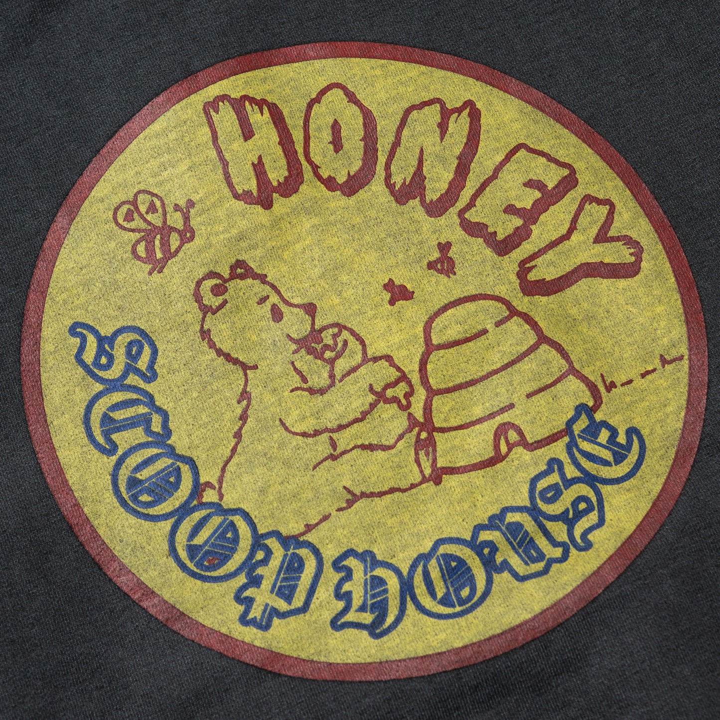 HONEY BEAR OVERDYED HOODED SWEATSHIRT CHARCOAL