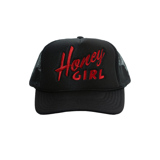 HONEY GIRL LOGO TRUCKER CAP BLACK