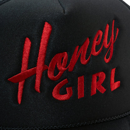 HONEY GIRL LOGO TRUCKER CAP BLACK