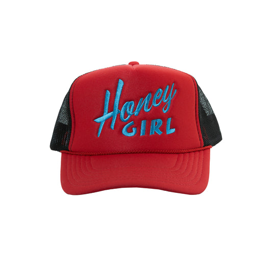 HONEY GIRL LOGO TRUCKER CAP RED