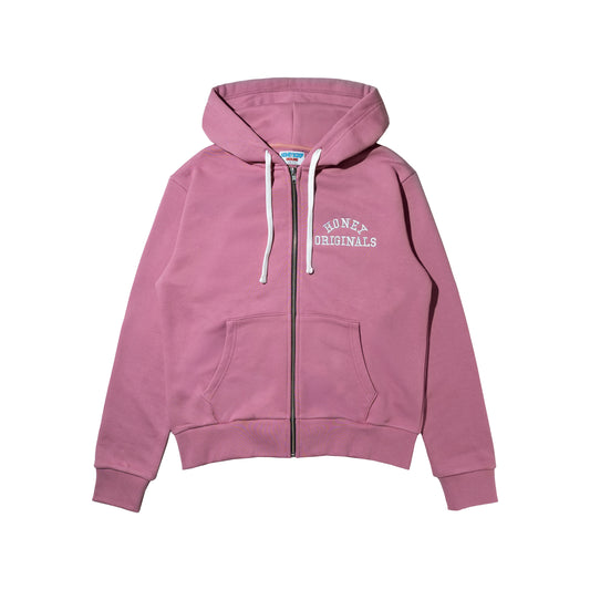 HONEY ORIGINALS ZIP UP HOODED SWEATSHIRT PINK