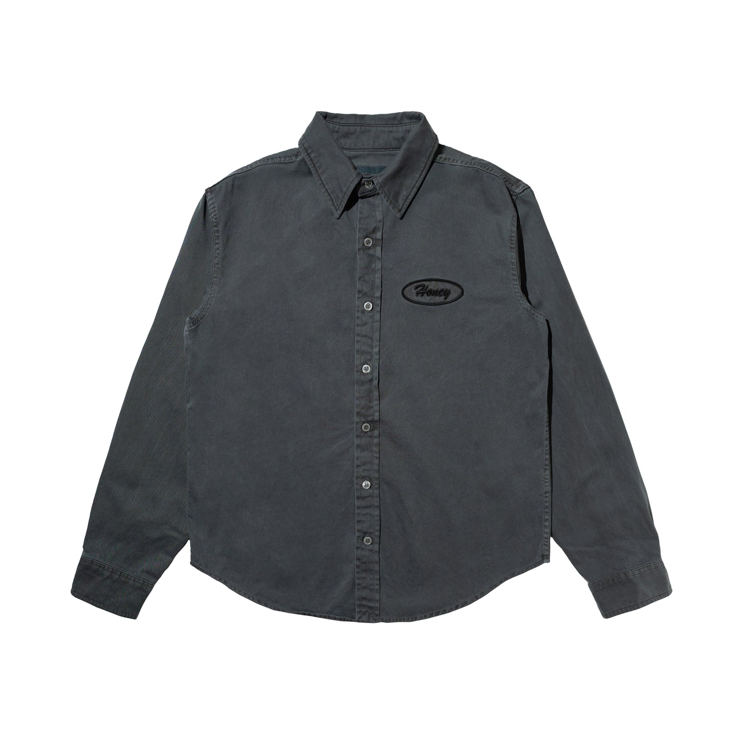 HONEY OVAL PATCH OVERDYED SHIRT CHARCOAL
