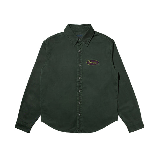 HONEY OVAL PATCH OVERDYED SHIRT GREEN