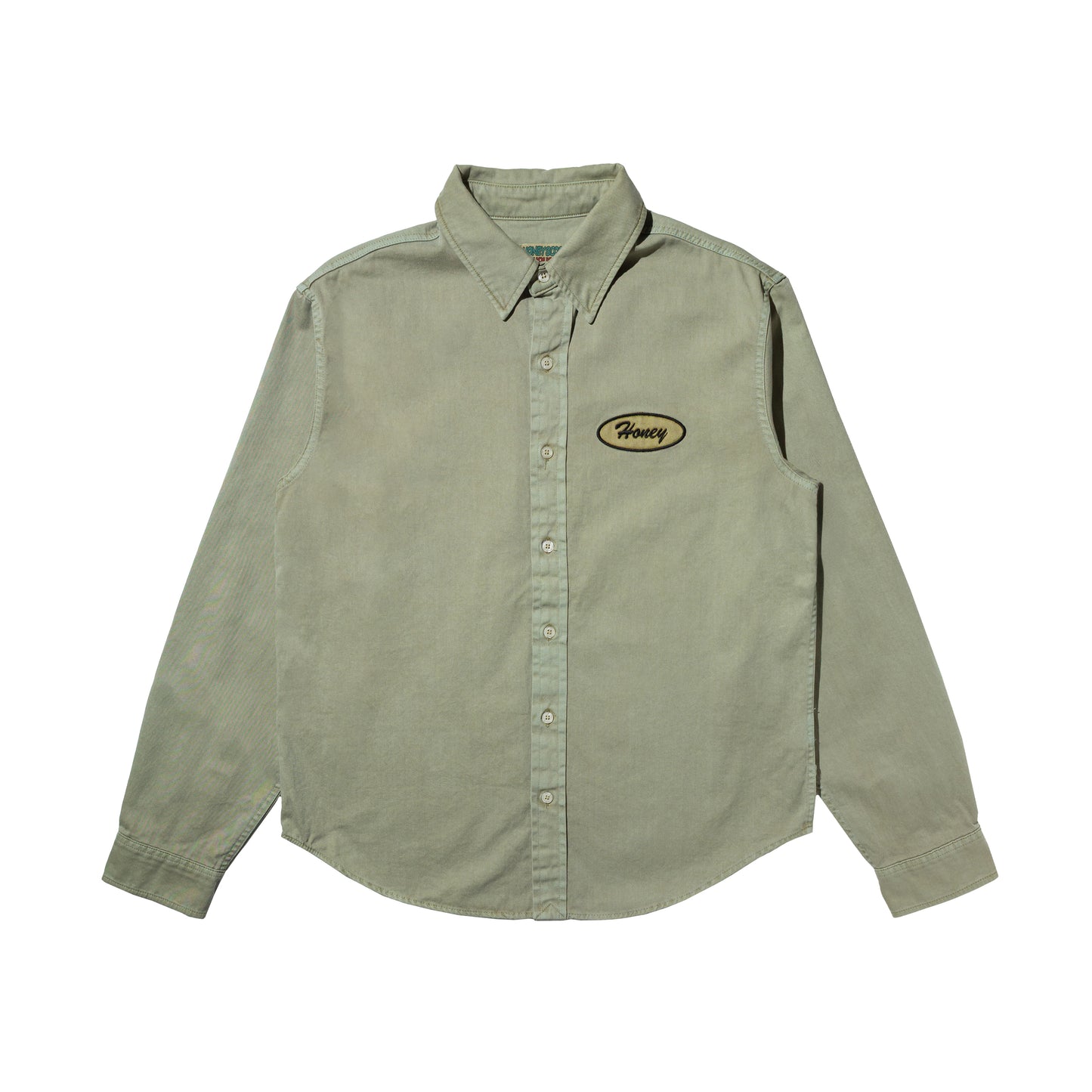 HONEY OVAL PATCH OVERDYED SHIRT SAND