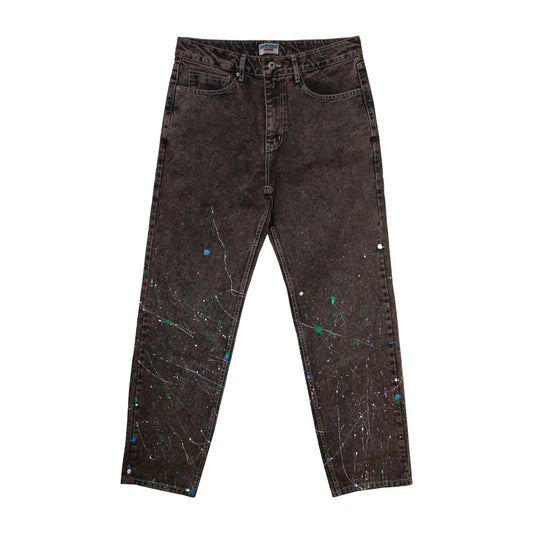 HONEY STITCH PAINT SPLATTER DENIM BROWN