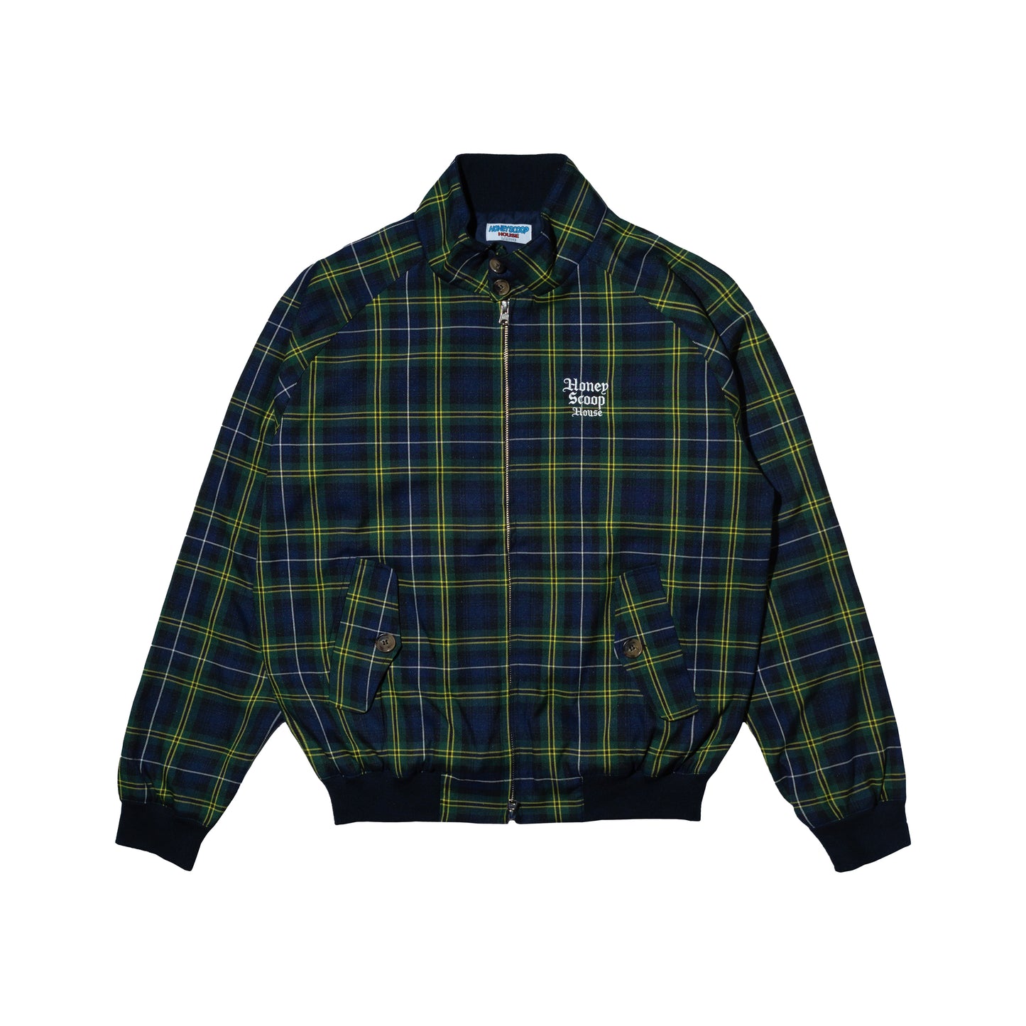 OE LOGO CHECK JACKET NAVY