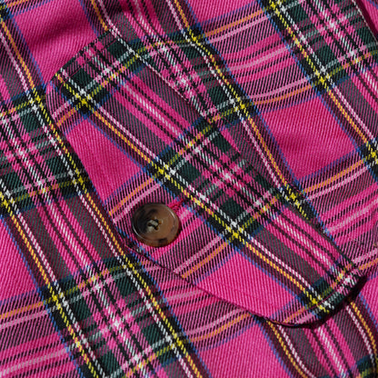 OE LOGO CHECK JACKET PINK